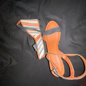 Mojo Moxy Orange and Black Wedge Shoes